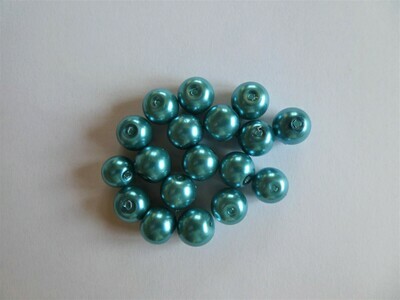 20 perles nacrées Renaissance 10 mm bleu vert
