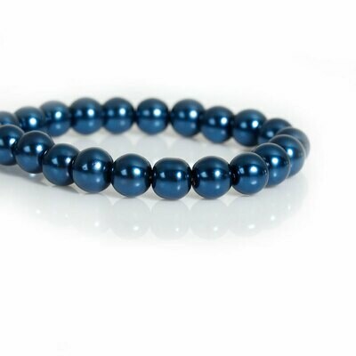 30 perles nacrées Renaissance 8 mm bleu marine