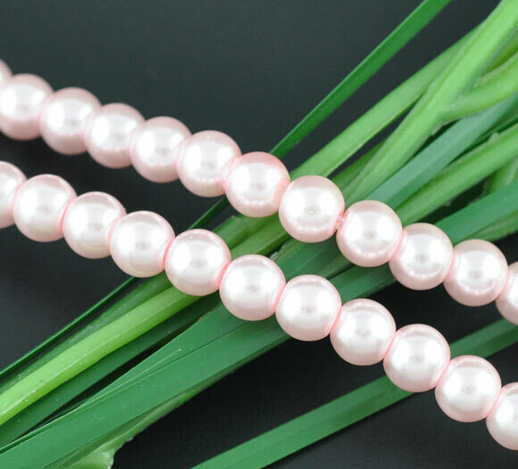 30 perles nacrées Renaissance 8 mm rose clair