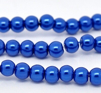 30 perles nacrées Renaissance 8 mm bleu foncé