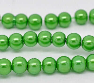 30 perles nacrées Renaissance 8 mm vert pomme foncé