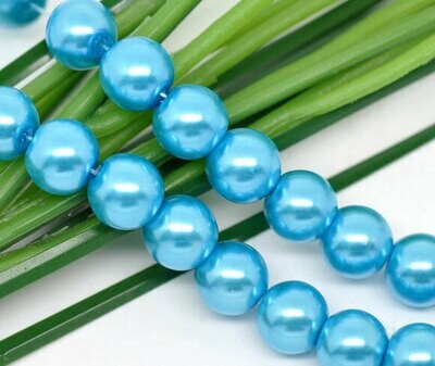 30 perles nacrées Renaissance 8 mm bleu turquoise