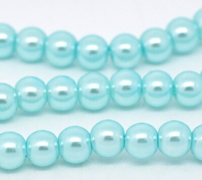 30 perles nacrées Renaissance 8 mm turquoise clair