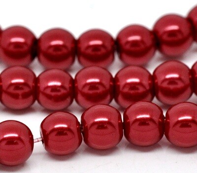 30 perles nacrées Renaissance 8 mm rouge