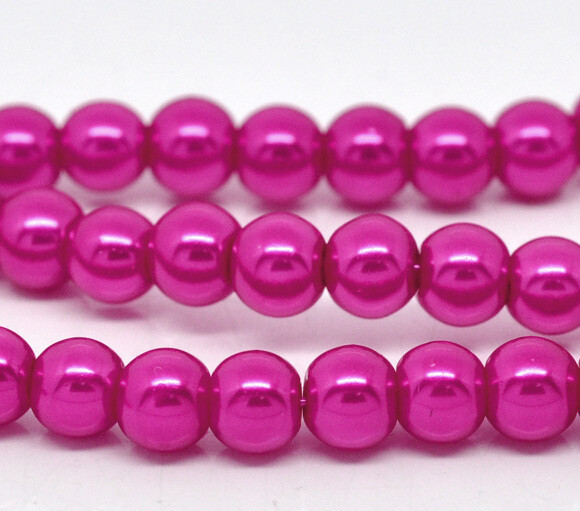 30 perles nacrées Renaissance 8 mm fuchsia