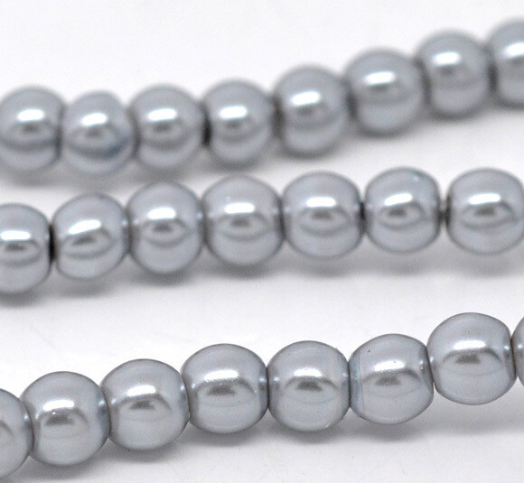 30 perles nacrées Renaissance 8 mm grises