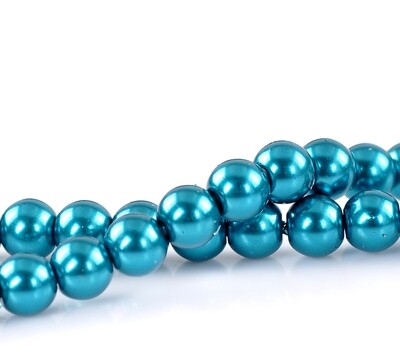30 perles nacrées Renaissance 8 mm bleu paon