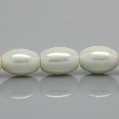 20 perles nacrées Renaissance 11 x 8 mm blanc