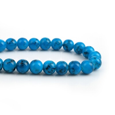 20 perles en verre turquoise avec effet marbré 10 mm