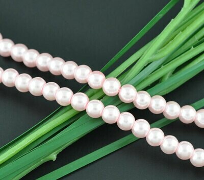 70 perles nacrées Renaissance 6 mm rose pale
