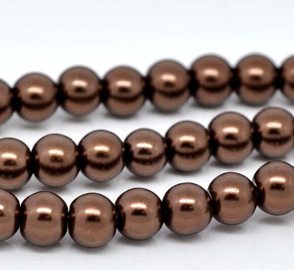 70 perles nacrées Renaissance 6 mm chocolat
