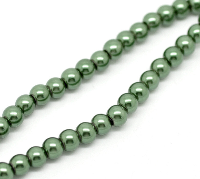 70 perles nacrées Renaissance 6 mm vert foncé