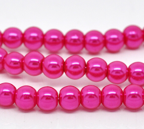 70 perles nacrées Renaissance 6 mm fuchsia