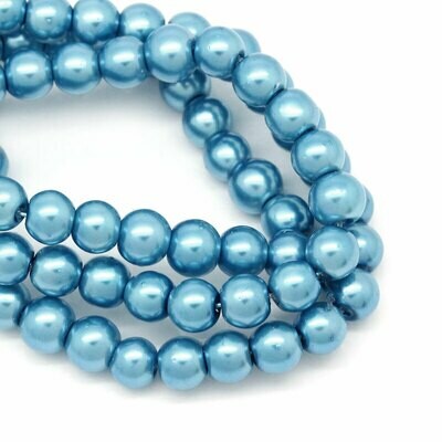 70 perles nacrées Renaissance 6 mm bleu