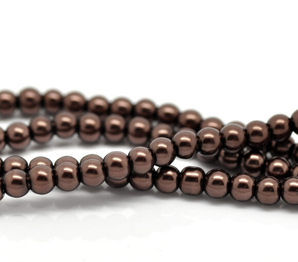 100 perles nacrées Renaissance 4 mm chocolat