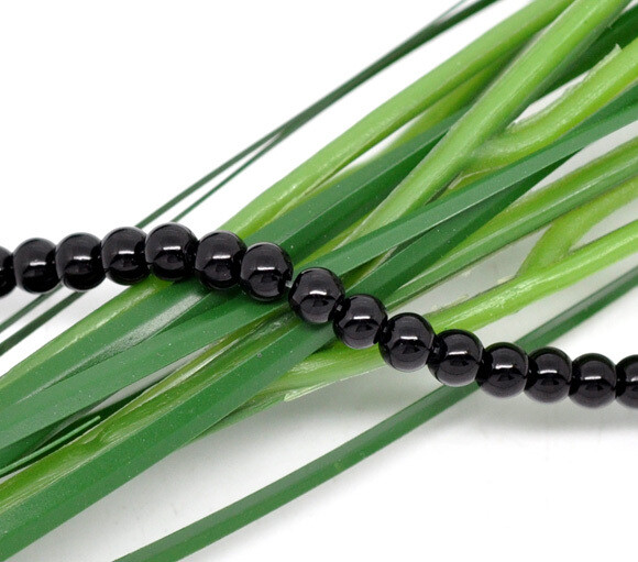 100 perles nacrées Renaissance 4 mm noir