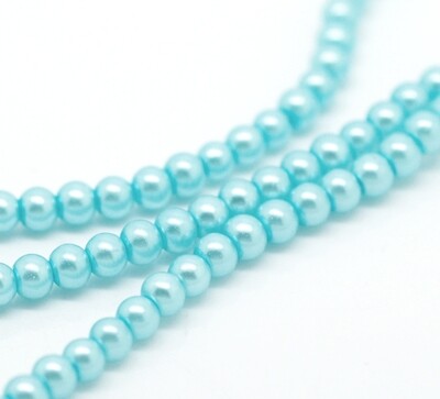 100 perles nacrées Renaissance 4 mm turquoise