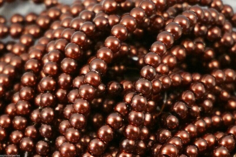 100 perles nacrées Renaissance 4 mm caramel