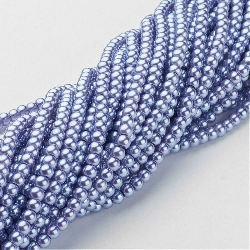 100 perles nacrées Renaissance 4 mm bleu ardoise