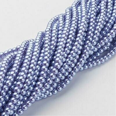 100 perles nacrées Renaissance 4 mm bleu ardoise