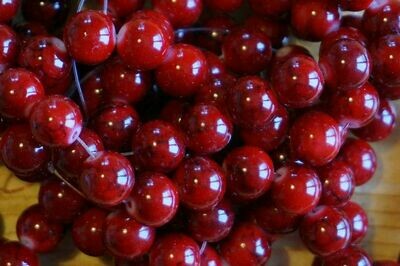 20 perles en verre rouge marbré 10 mm
