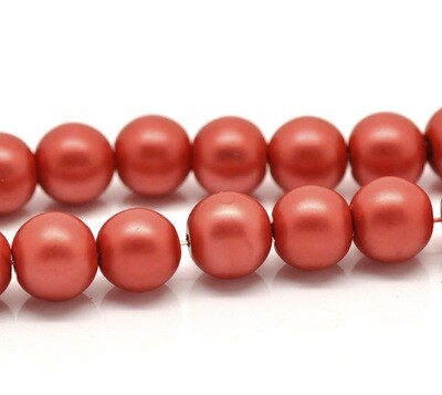 20 perles en verre rouge mat 10 mm