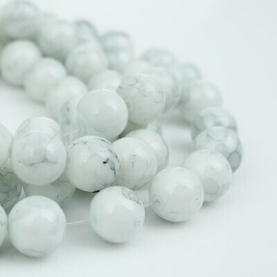20 perles de verre 10 mm gris avec un effet marbré