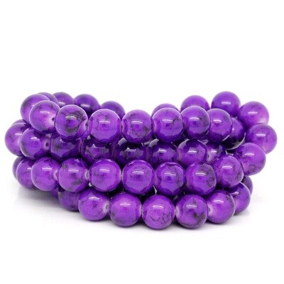 20 perles en verre violet marbré 10 mm