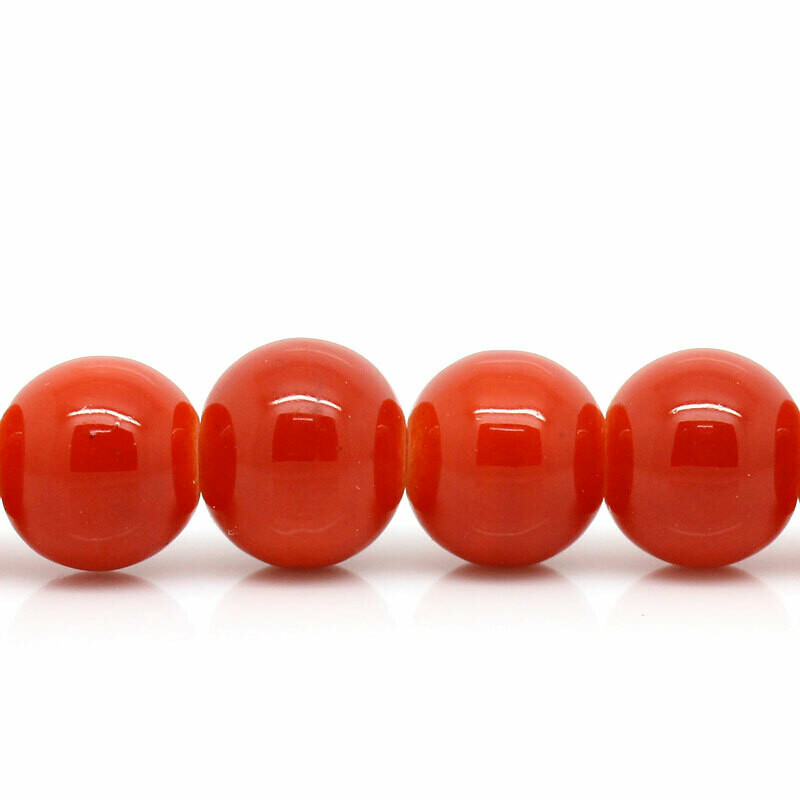 30 perles de verre  8 mm orange foncé