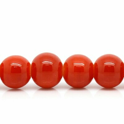 30 perles de verre 8 mm orange foncé