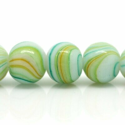 20 perles de verre berlingot vert jaune 8 mm