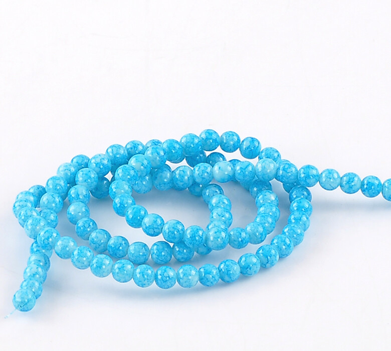 30 perles de verre  8 mm moucheté bleu