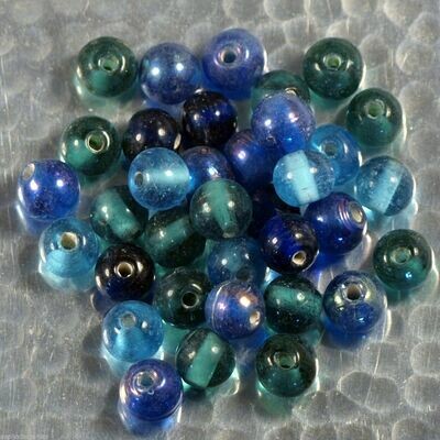20 perles de verre artisanal 8 mm environ mélange turquoise