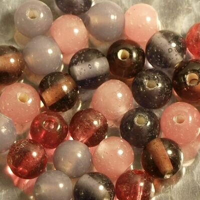30 perles de verre artisanal 6 mm environ violet rose