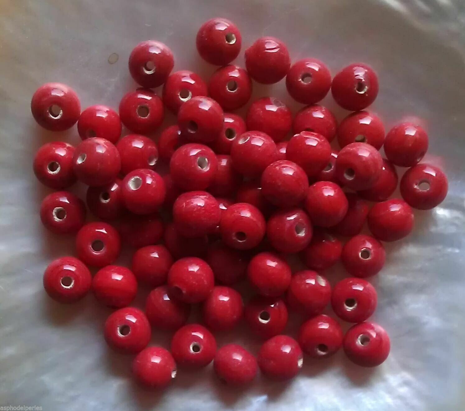 20 perles de verre artisanal 6 mm environ corail brillant