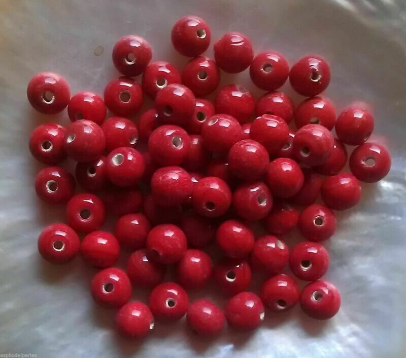 20 perles de verre artisanal 6 mm environ corail brillant