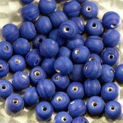 20 perles de verre artisanal 6 mm environ bleu lapis mat