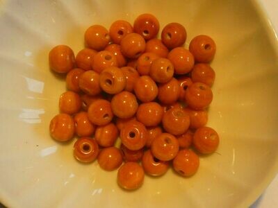 20 perles de verre artisanal 6 mm environ orange brillant