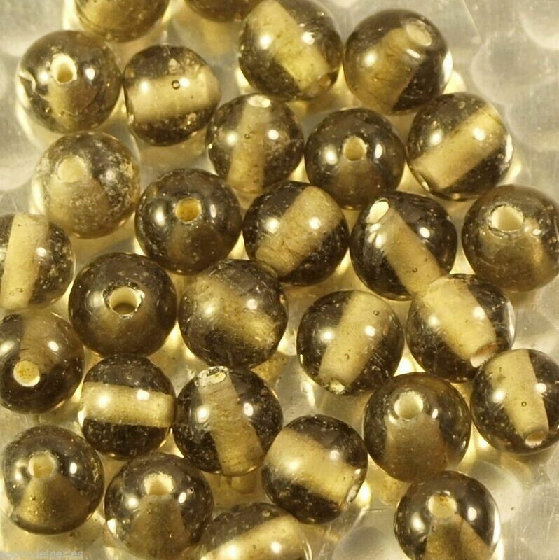 20 perles de verre artisanal 6 mm environ transparent kaki