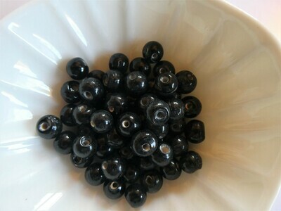 20 perles de verre artisanal 6 mm environ noir brillant