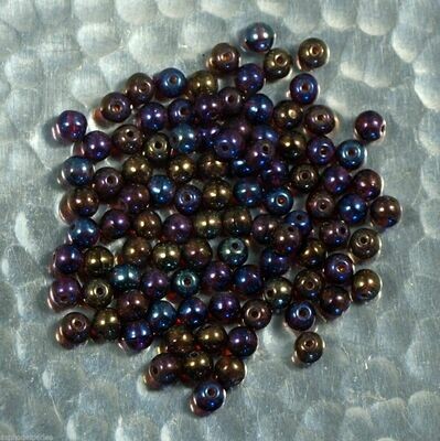 50 perles de verre de Bohème tchèque 4 mm garnet avec lustre irisé