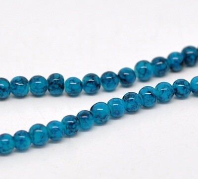 100 perles en verre turquoise avec effet marbré 4 mm