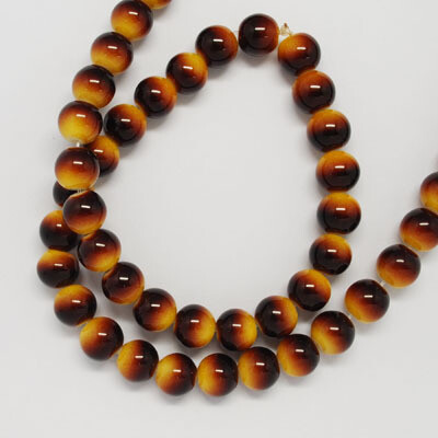 100 perles en verre dégradé jaune marron 4 mm