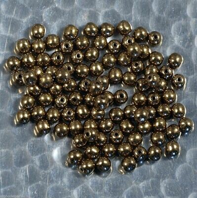 50 perles de verre de Bohème tchèque 4 mm bronze doré