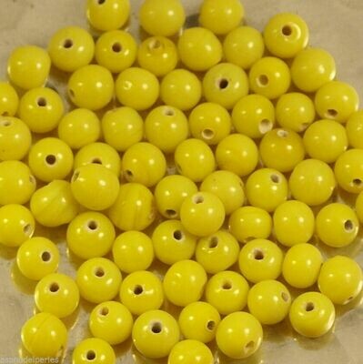 100 perles de verre artisanal 4 mm environ jaune brillant