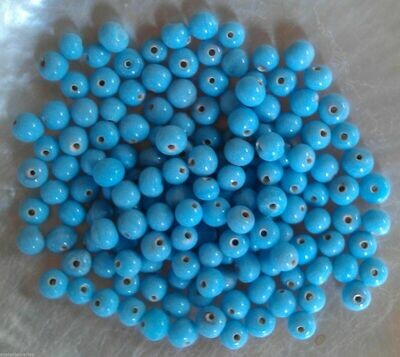 100 perles de verre artisanal 4 mm environ bleu ciel brillant