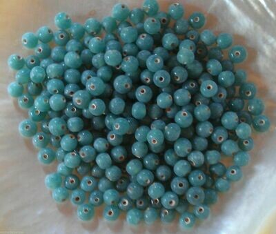 100 perles de verre artisanal 4 mm environ vert d'eau brillant