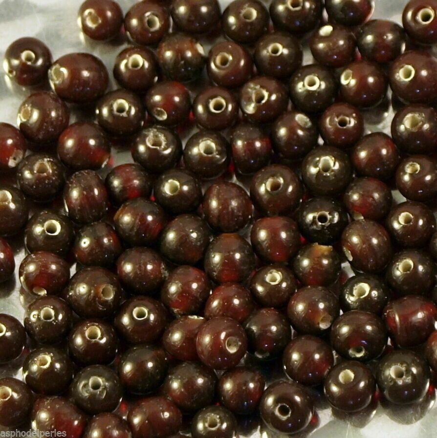 100 perles de verre artisanal 4 mm environ grenat brillant