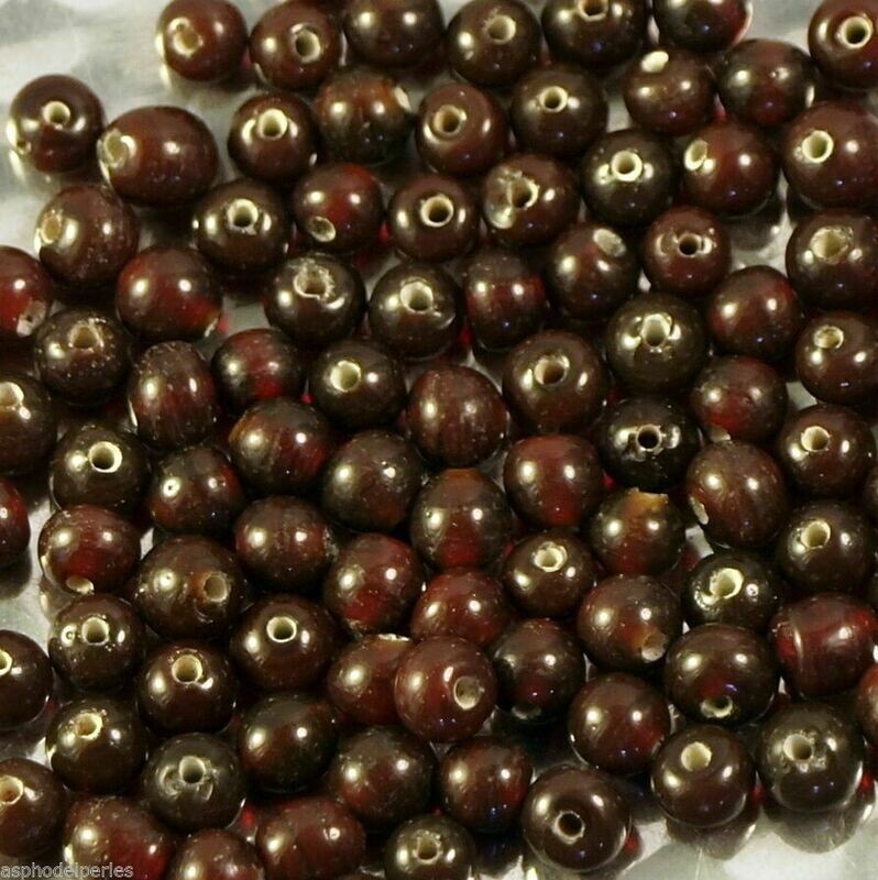 100 perles de verre artisanal 4 mm environ grenat brillant