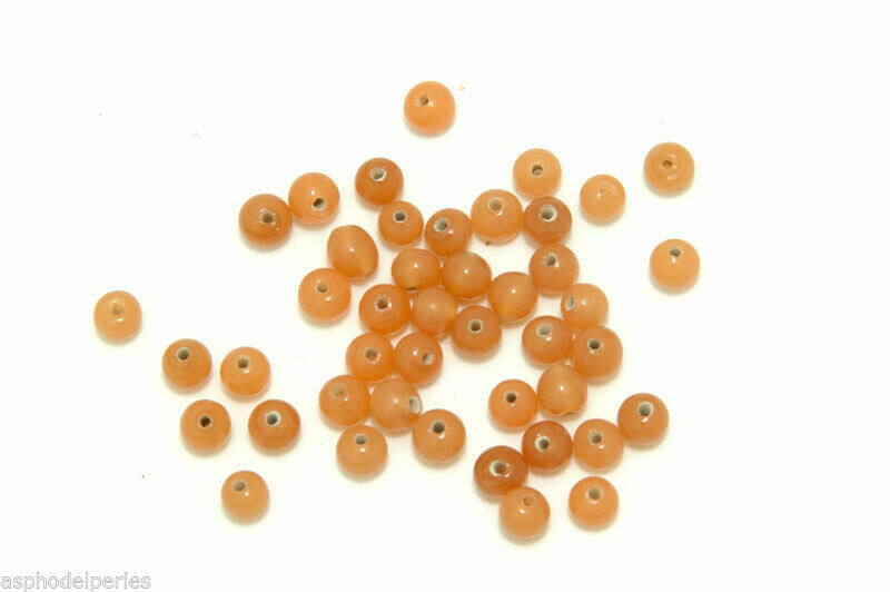 100 perles de verre artisanal 4 mm environ couleur  abricot opaline